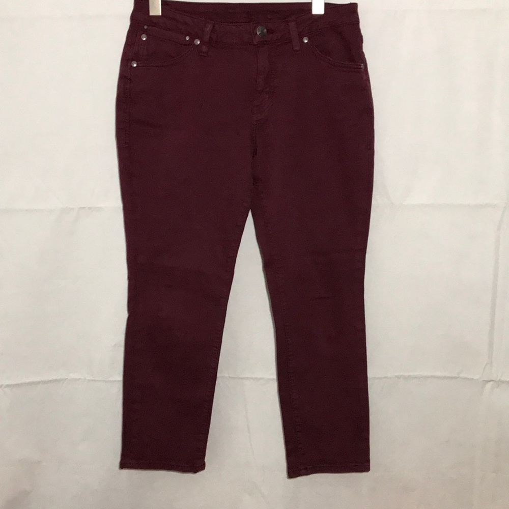 JAG Jeans Burgundy Stretch Mid Rise Slim Ankle Size 8 Petite